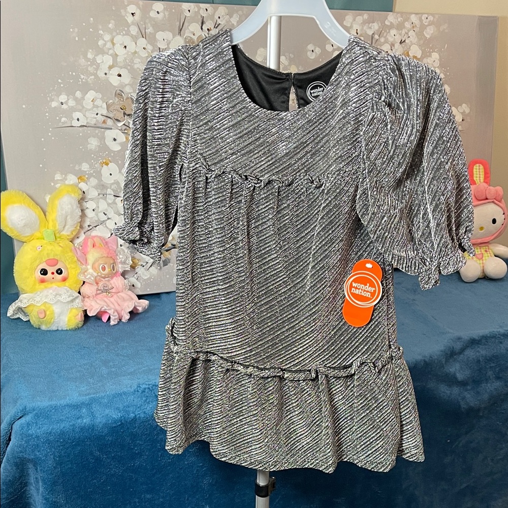 Wonder Nation Metallic Silver Dress size xs/4/5 NWT